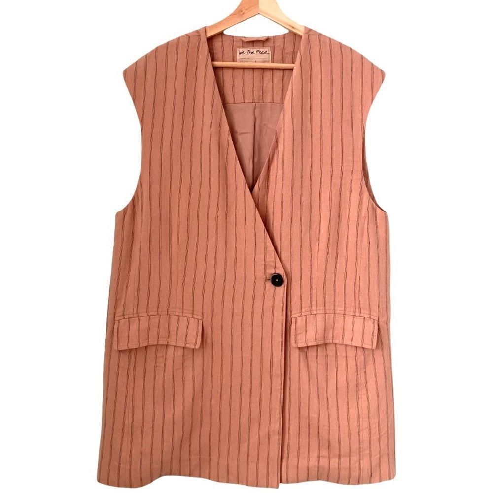 Free People We The Free Pink Striped Single Vest in Size Small